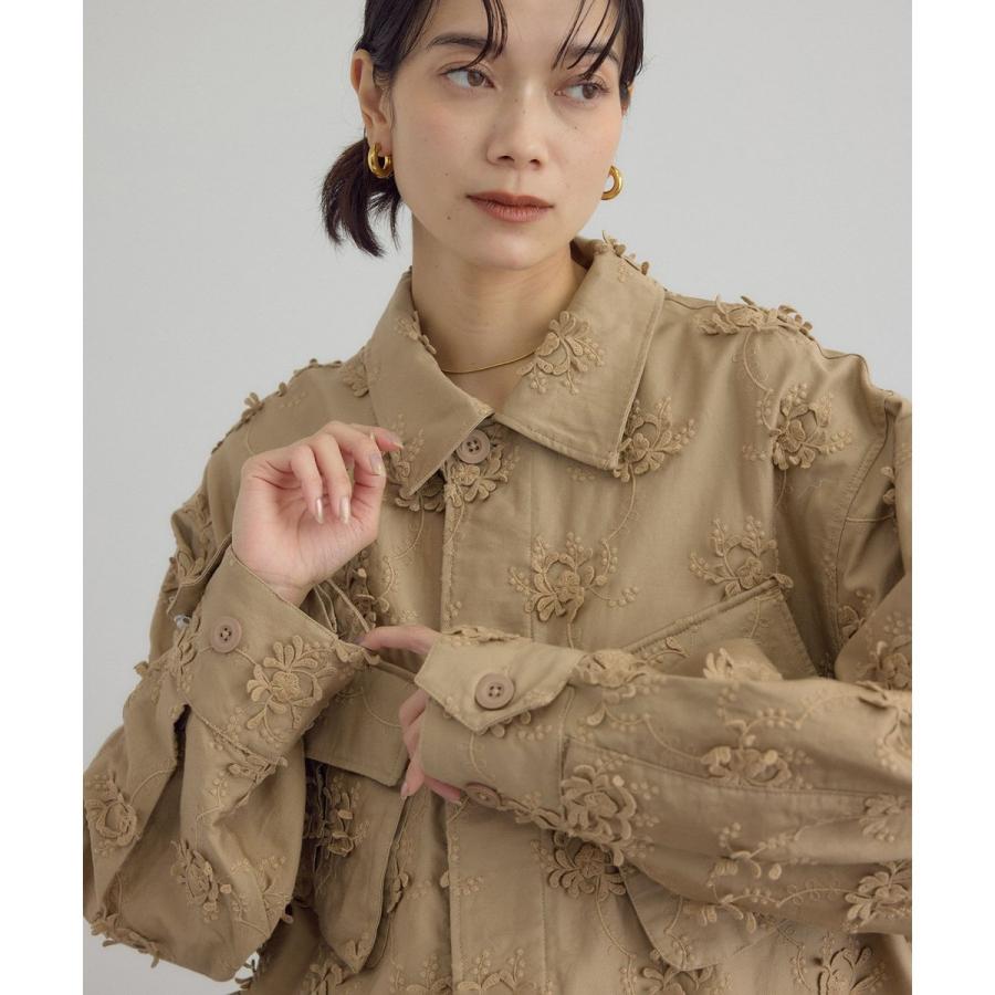 crinkle crinkle crinkle】3Dエンブロイダリーミリタリーシャツ