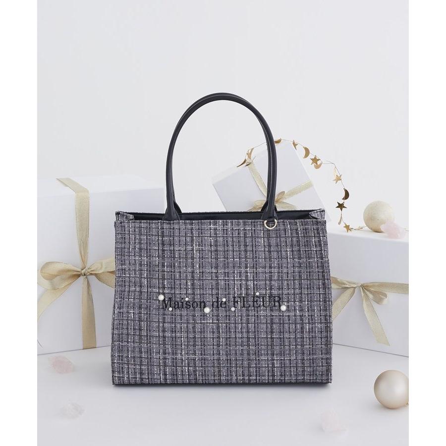 Maison de FLEUR（メゾンドフルール） ビジューツイードスクエアトート