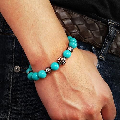 パワーストーンブレスレット メンズ オニキス ハウライトターコイズ