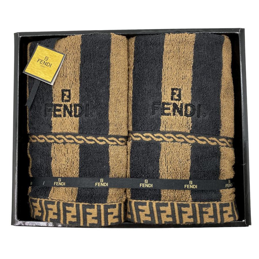 FENDI（フェンディ） フェイスタオル 2枚セット ロゴ入り ズッカ柄