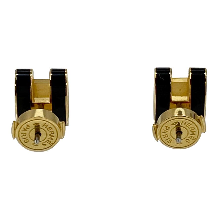 HERMES（エルメス） ポップ アッシュ H ピアス ゴールド ブラック
