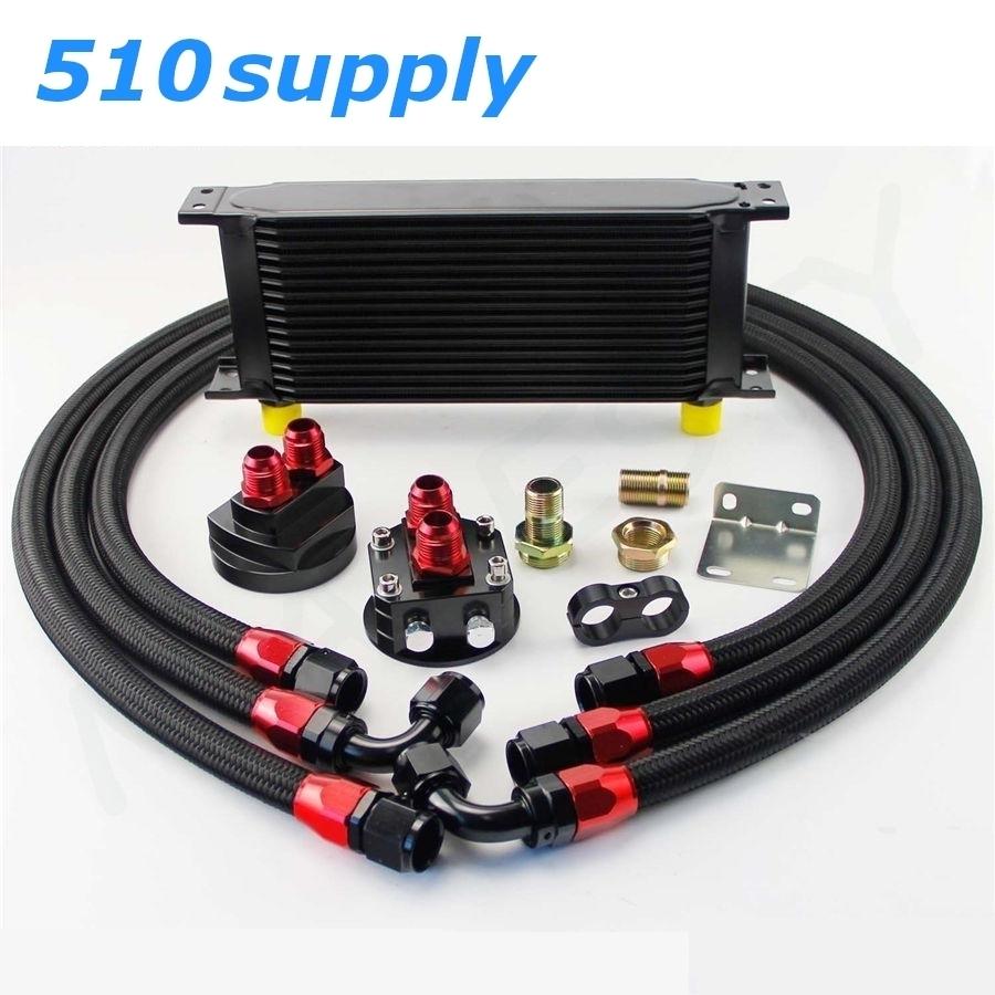 オイルクーラー 16段 汎用 オイルエレメント移設タイプ ブラック CSKS