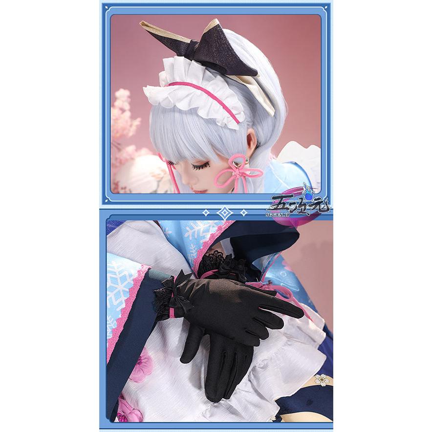 三分妄想 原神 コスプレ 神里綾華 和風メイド 同人衣装 ※ウィッグ 追加