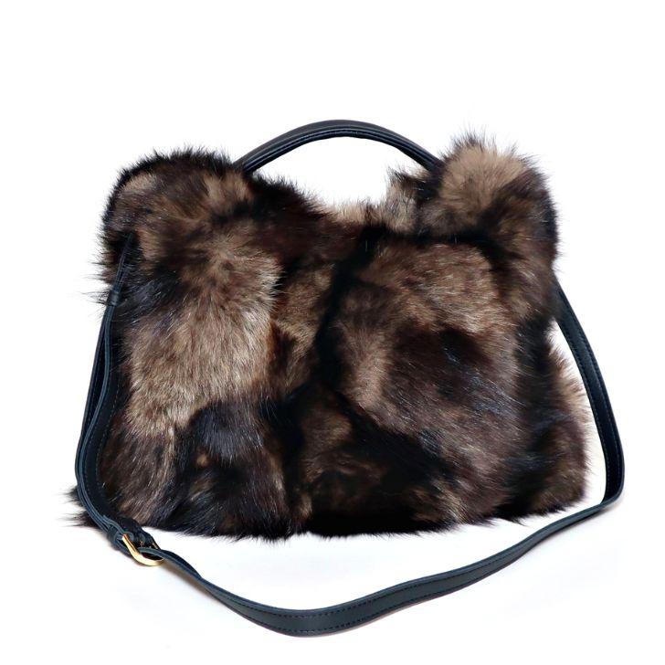 ね*】様 コヤンイサムチョン バック 艶感ブラウン 花柄 ブラックファー