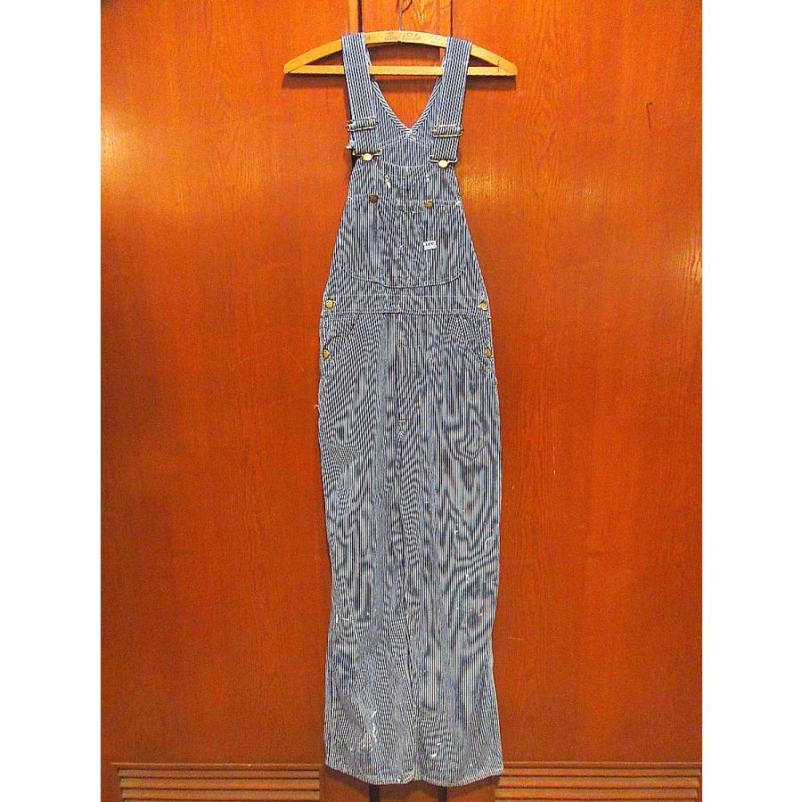 ビンテージ70's○Leeヒッコリーストライプオーバーオール実寸W72cm