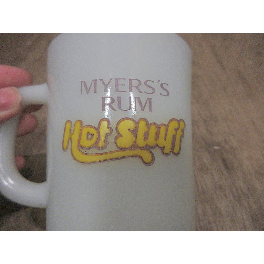ビンテージ○Fire King “MYERS'S RUM Hot Stuff” 9オンスマグ白
