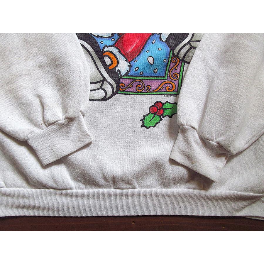 ビンテージ90's○Disneyミッキークリスマスプリントスウェット白size