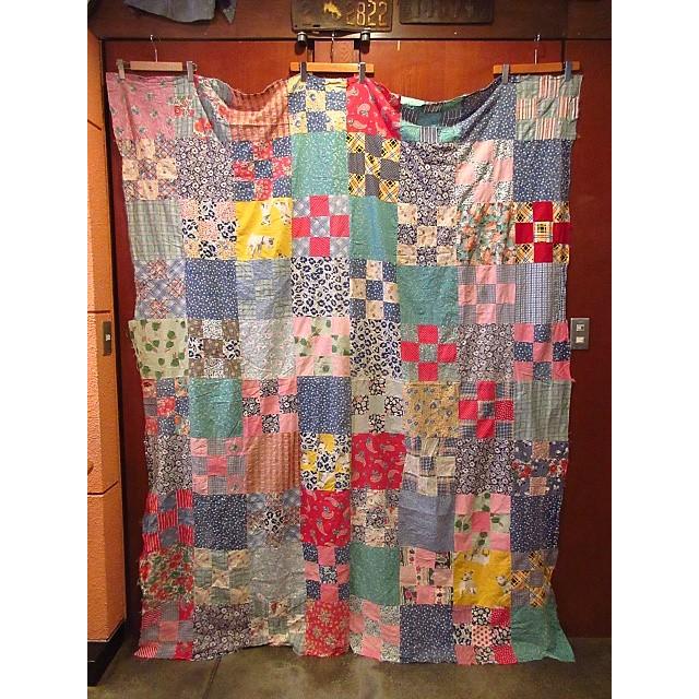 ビンテージ~40's☆パッチワークファブリック 約218cm×約179cm