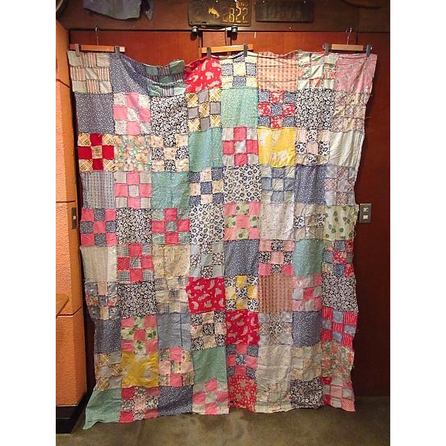 ビンテージ~40's☆パッチワークファブリック 約218cm×約179cm