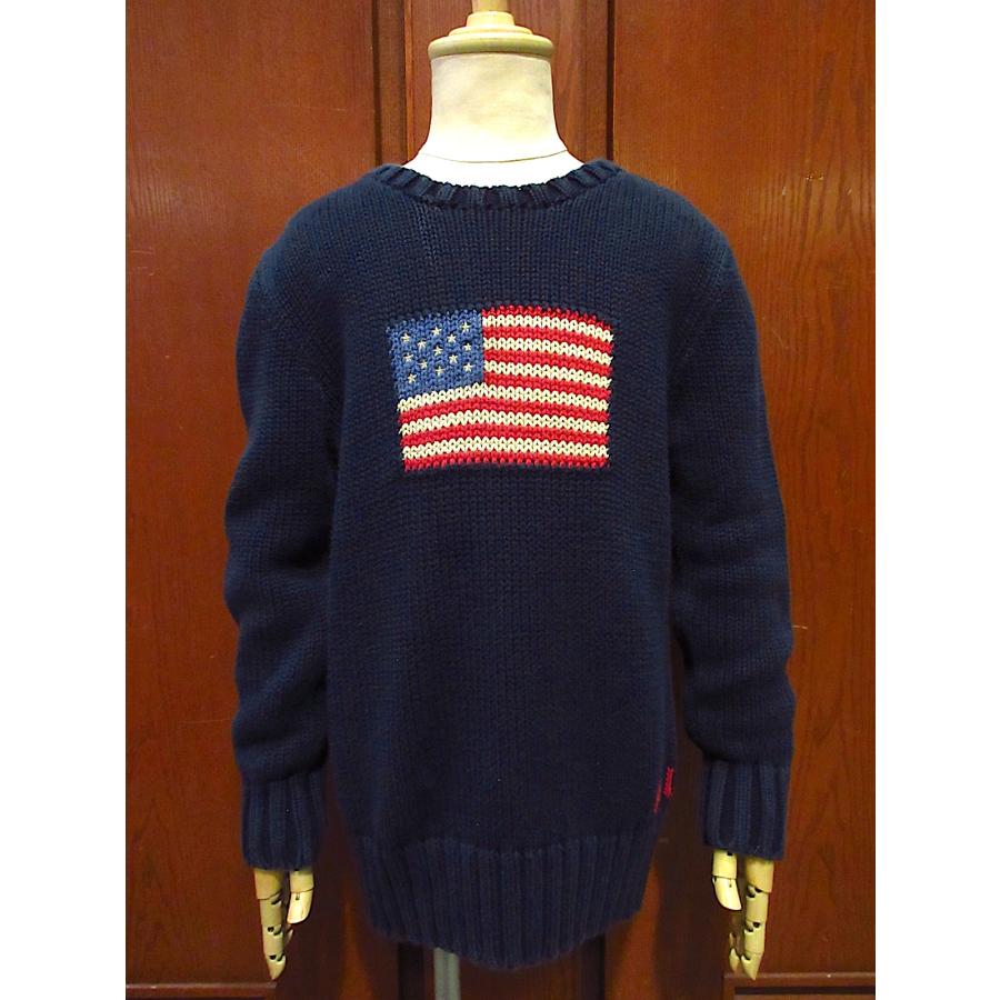 POLO RALPH LAUREN○キッズ星条旗コットンセーター紺size 7○231018c1