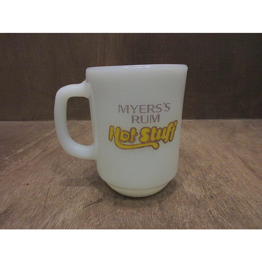 ビンテージ○Fire King “MYERS'S RUM Hot Stuff” 9オンスマグ白