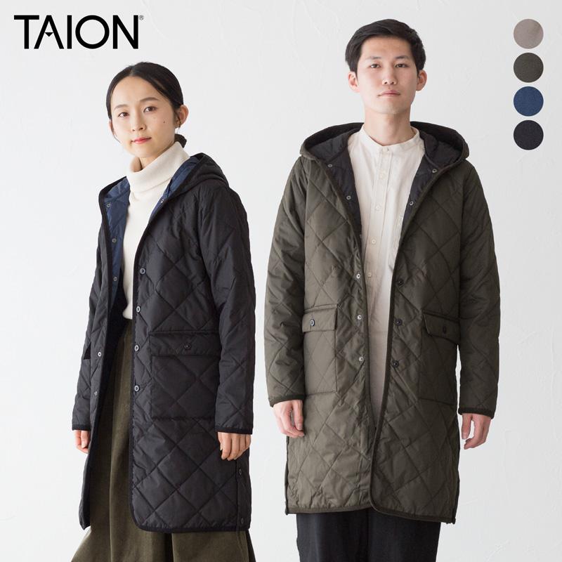TAION（タイオン） パイピングフード ロングダウンコート TAION CITY