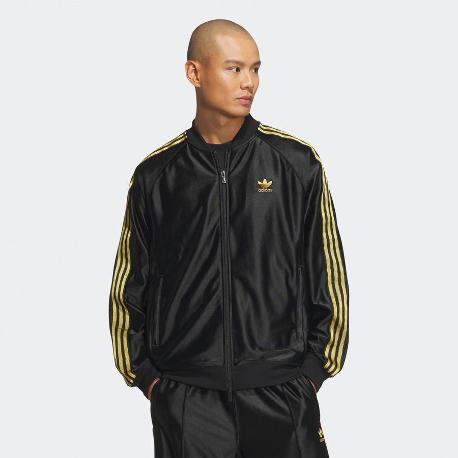 adidas Originals アディダス 光沢 ジャージ 黒×金 JZO91 スーパー