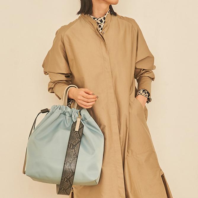 COOCO（クーコ） パイソン柄 巾着バッグ ショルダー トート ナイロン