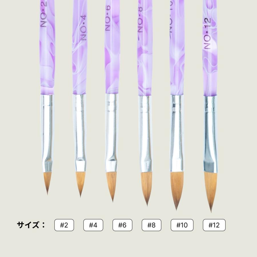 ネイル 高級コリンスキー製アクリル用ブラシ6サイズセット 筆 アクリル