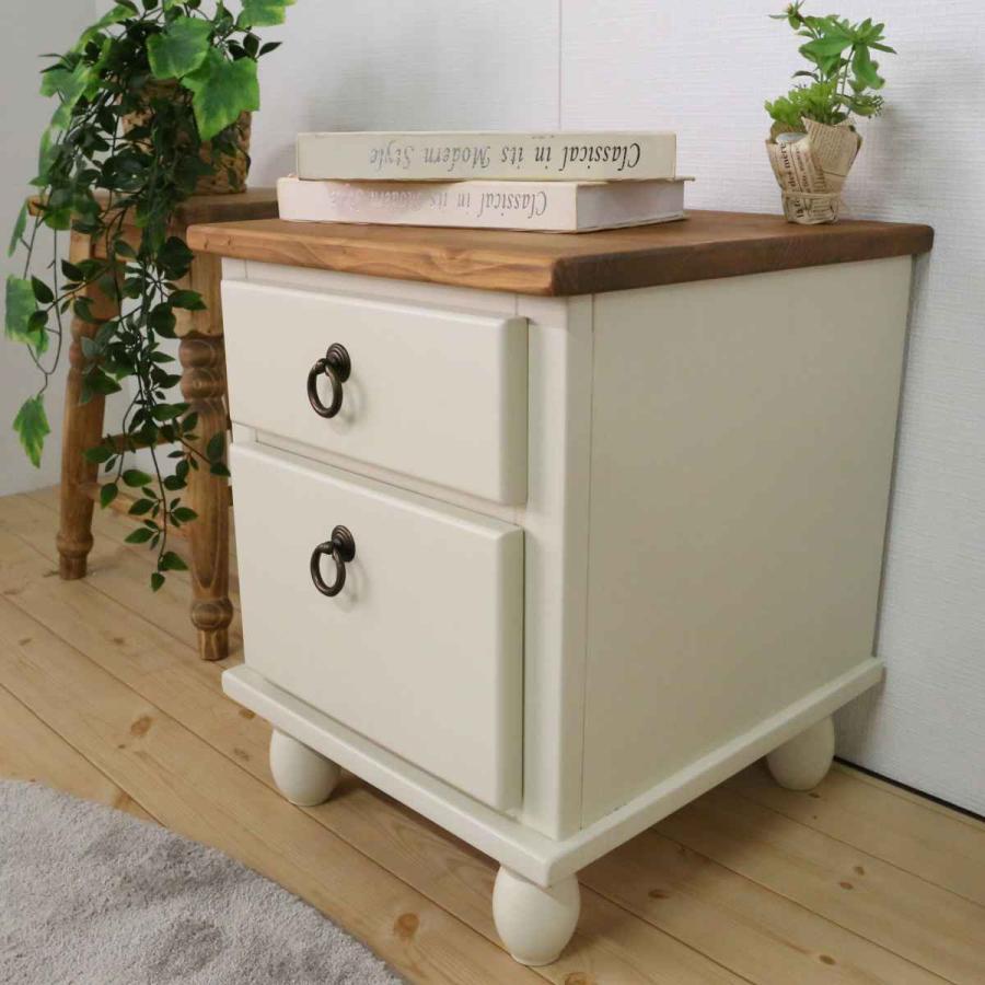 カントリースタイル 木製 サイドテーブル ベッドサイド チェスト ※i4