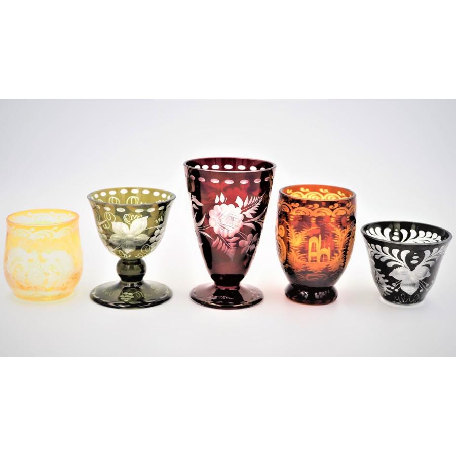 ボヘミアングラス エーゲルマン 冷酒グラスコレクション5個セット EMS