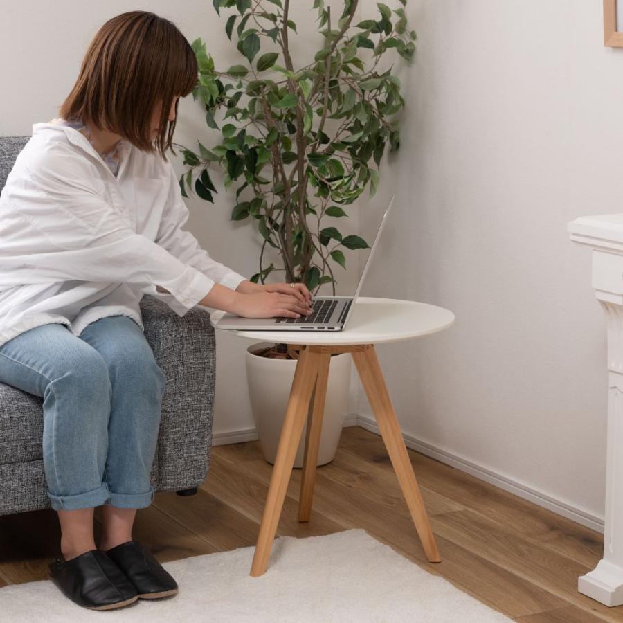 東谷 ラウンドサイドテーブル TAP-005 ナイトテーブル 50cm パイン材