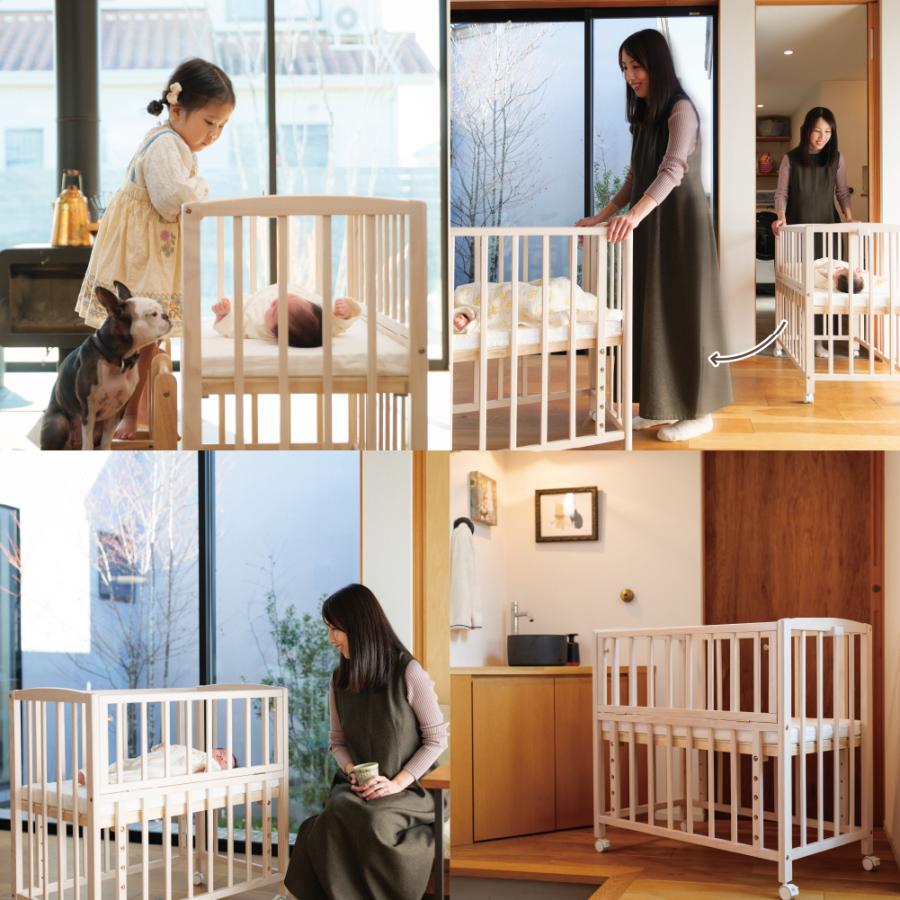 大和屋 ベビーベッド リビングコット 敷きマットレス付 防水シーツ