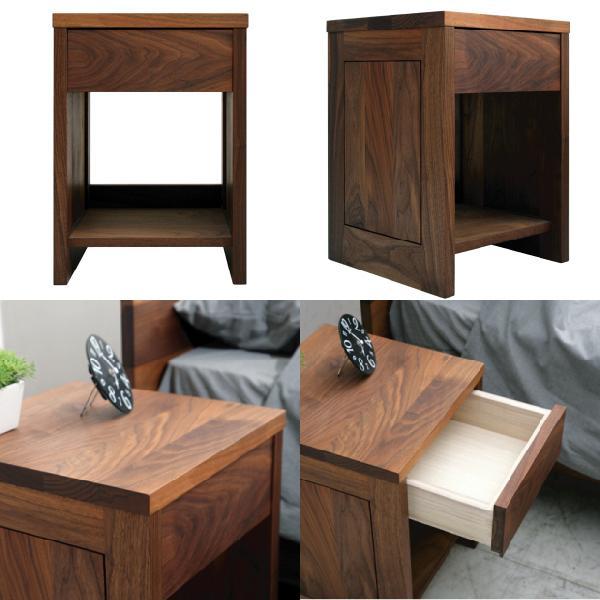 ナイトテーブル zeal ウォールナット 大川家具 サイドテーブル ベッド