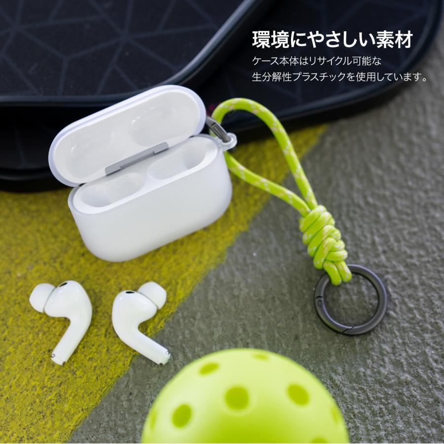 AirPods Pro3 ケース フロスト クリア 耐衝撃 カラビナ 付 カバー