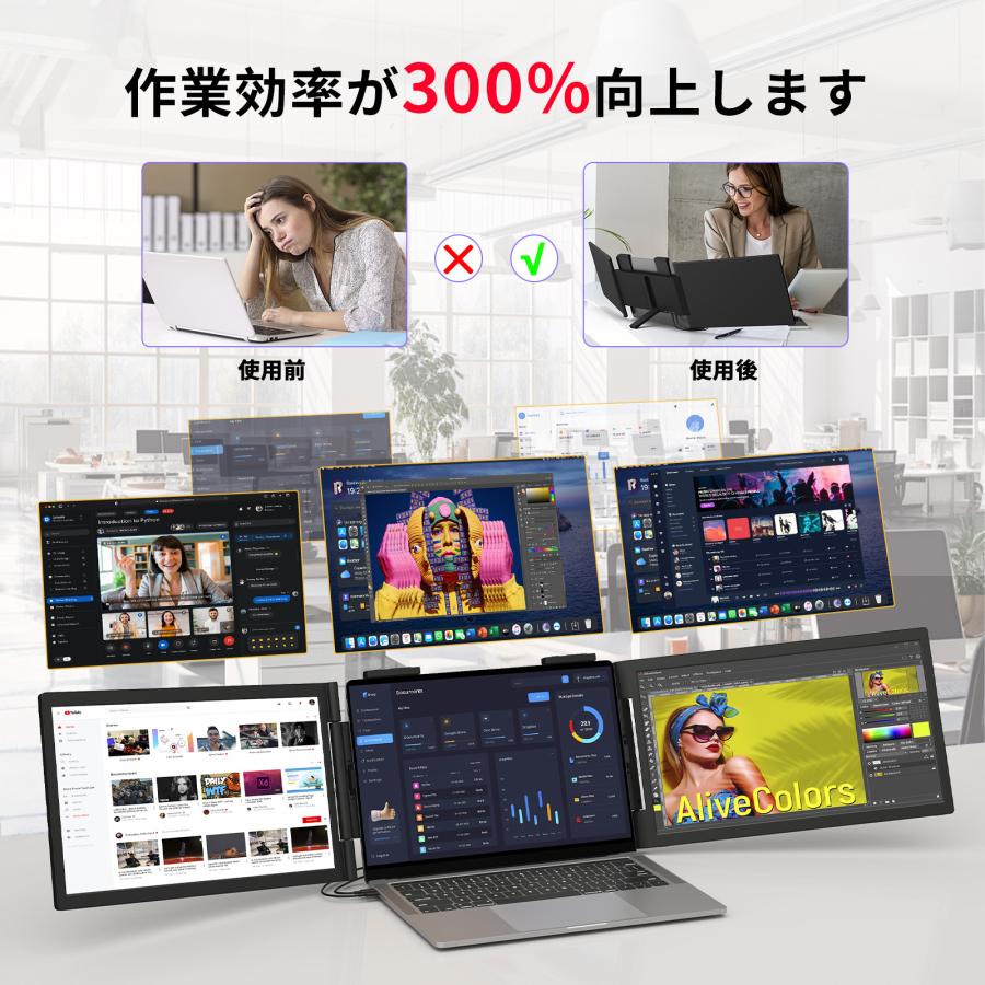 新品】デュアルモニター 14インチ デュアルディスプレイ 1080P ノート