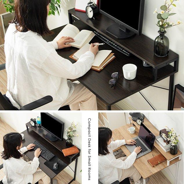 爆買WEEK+5%〜3/1まで】パソコンデスク キャスター付き 棚付き 収納付