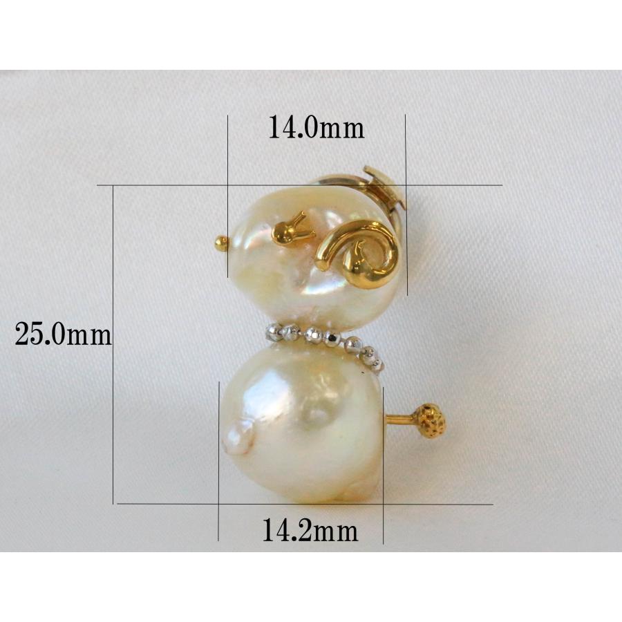 K18WGYG 南洋パール ピンブローチ ひつじ 南洋真珠 ゴールド 羊 シープ