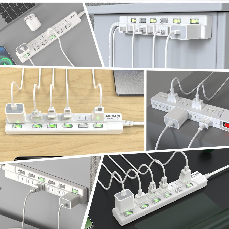 KOZUMUWAN 電源タップ コンセントプラグ 6個口 1m 個別スイッチ ほこり