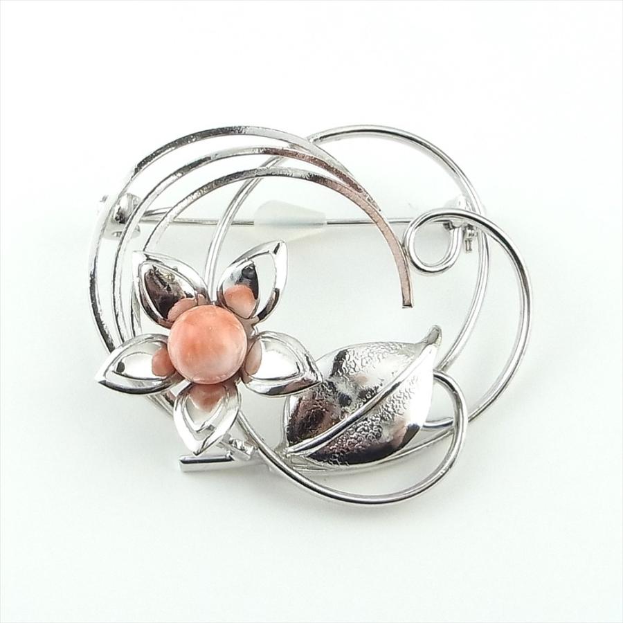 珊瑚 ブローチ 訳あり ピンク珊瑚 深海珊瑚 7mm玉 天然 : キャセイ