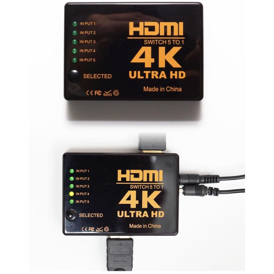 4K対応 HDMI セレクター リモコン 付き 切替器 5ポート 5入力 1出力