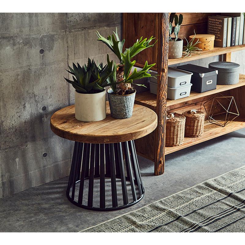 サイドテーブル 60cm 丸 テーブル 幅60 無垢材 古民家風