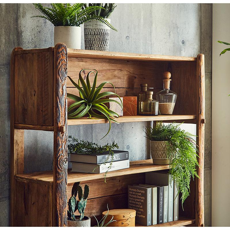 シェルフ 収納棚 本棚 幅106 アンティーク レトロ 無垢 天然無垢