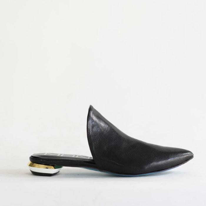 MANA（マナ） 靴 ミュール レディース 本革 牛革 ハラコ ポインテッド