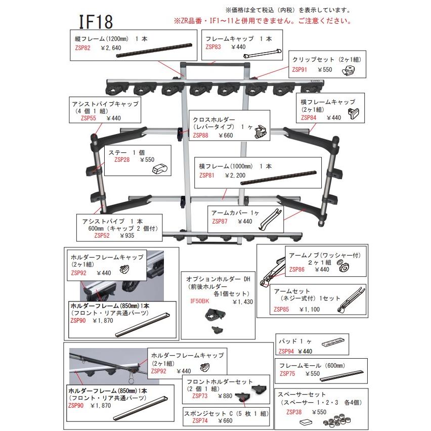 INNO カーメイト ZSP81 横フレーム 1000mm 1本（IF18用）釣り用品