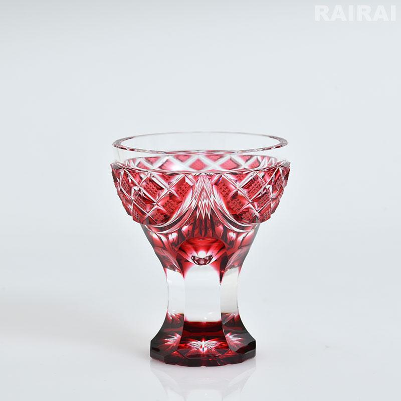 専用島津磯斉 薩摩切子馬上杯 共箱高さ7.8cm東キ7-0902☆1F トカヒサ