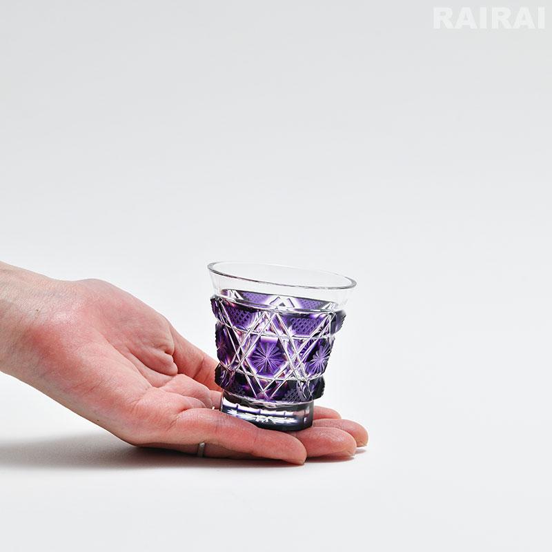 薩摩切子 冷酒グラス cut01 島津紫 創作 鹿児島 島津薩摩切子 薩摩