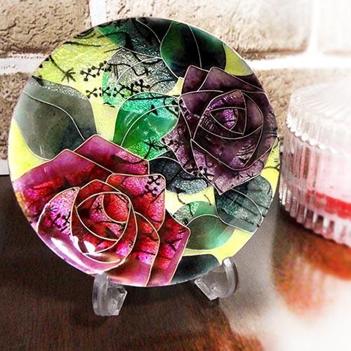 七宝焼き] バラの飾り皿 送料無料 : Cedar Field Yahoo!店 - 通販