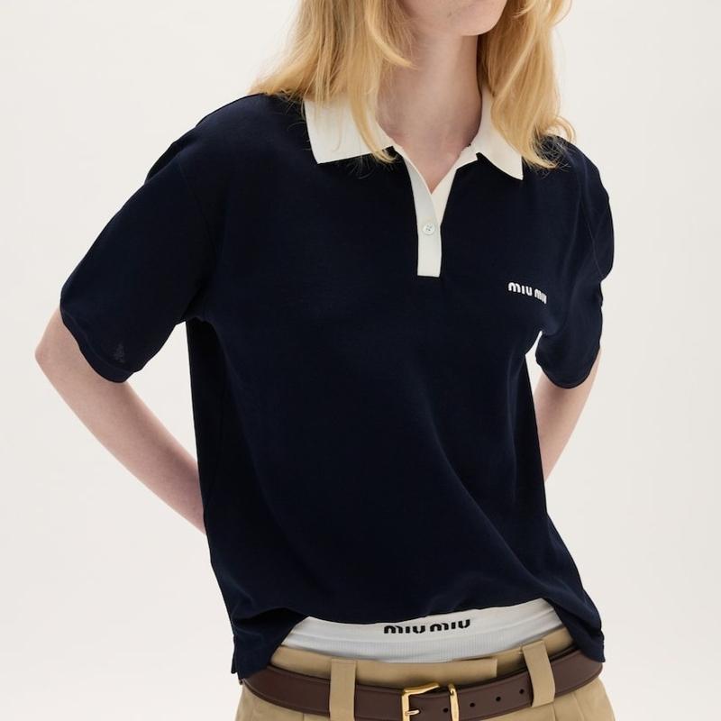 miu miu（ミュウミュウ） コットンピケ ポロシャツ
