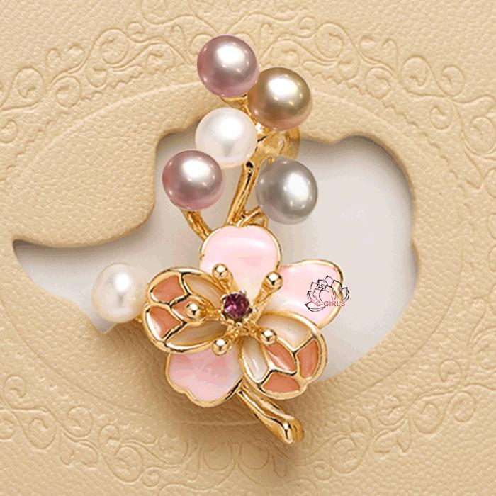 送料無料 冠婚葬祭 天然淡水真珠 5A級CZダイヤ 薄い ピンク 桜 さくら