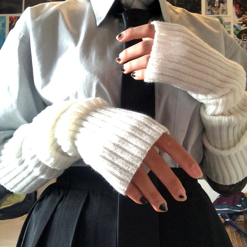 アームカバー フィンガーレス ロング グローブ ニット アーム