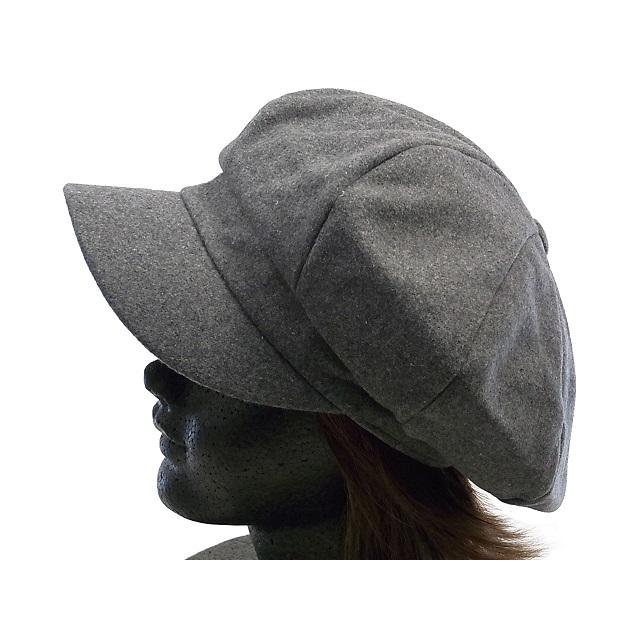 キャスケット グレー ウール混 シンプル 帽子 つば裏チェック柄 メンズ