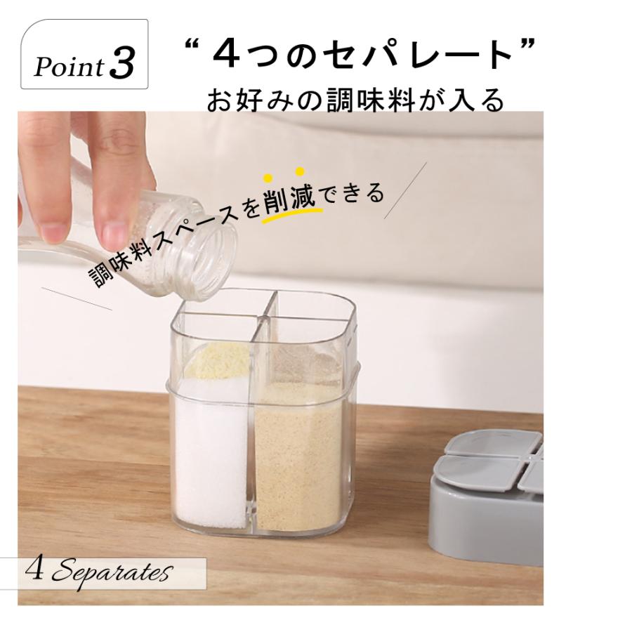 調味料入れ スパイスボトル 4種類 4in1 おしゃれ 持ち運び キッチン