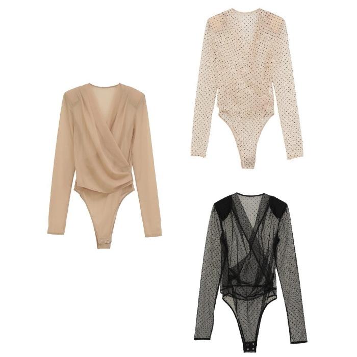 CLANE（クラネ） 正規商品 シアー ドレープ ボディ スーツ SHEER DRAPE