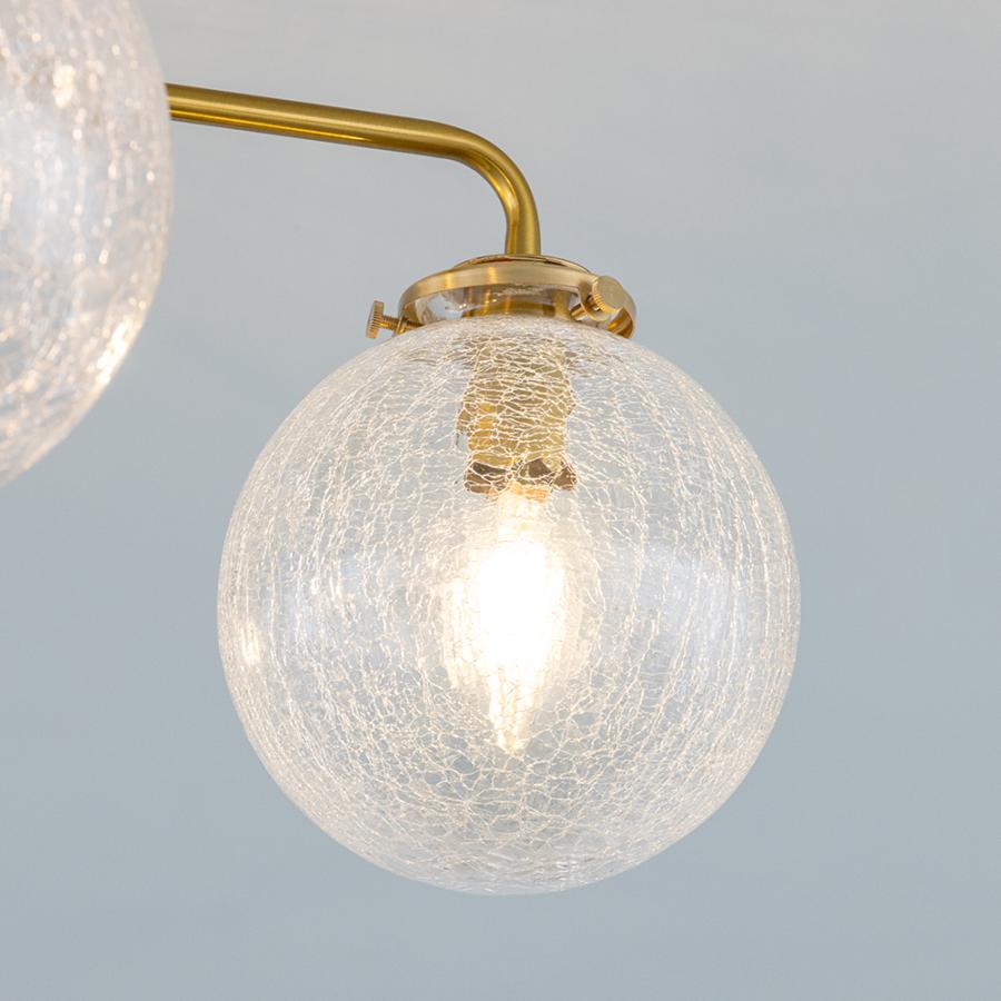 シーリングライト おしゃれ 4灯 LED 北欧 真鍮 ガラス クラック