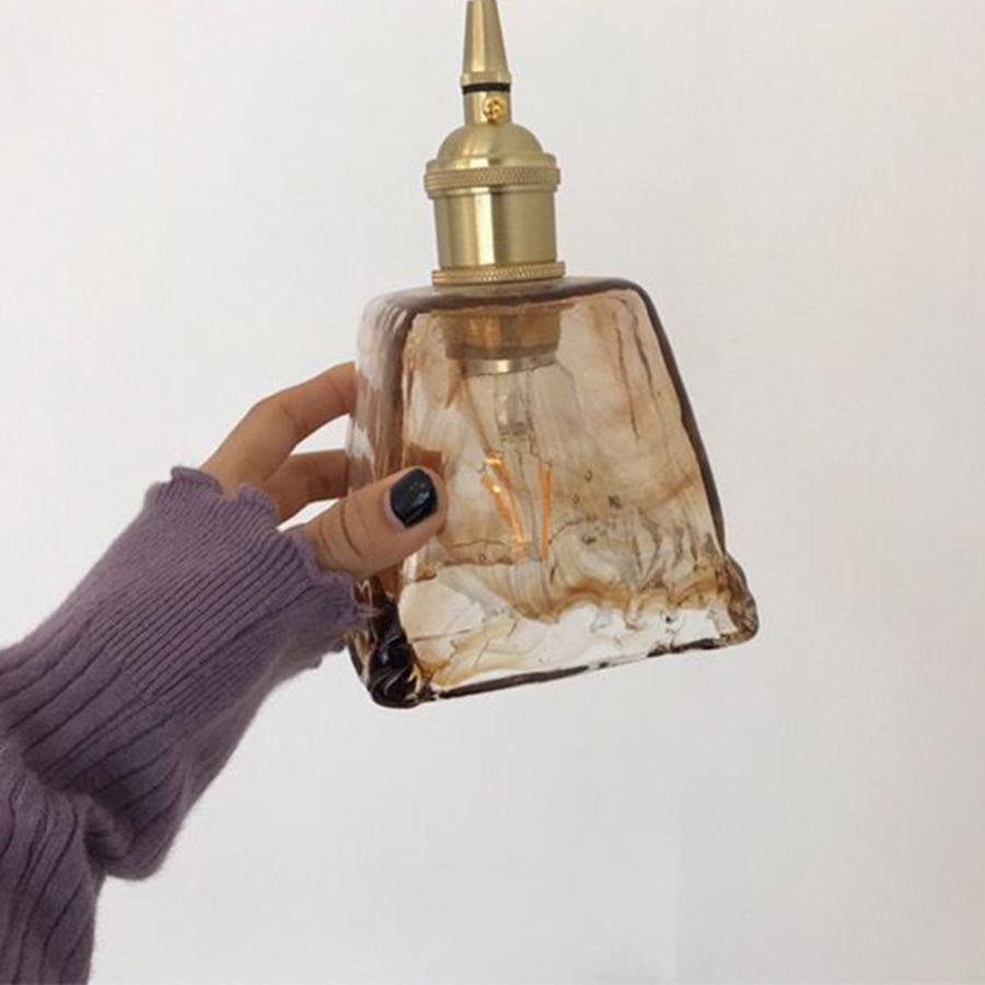 ペンダントライト 琥珀色 ガラス レトロ 天井照明 北欧 アンティーク