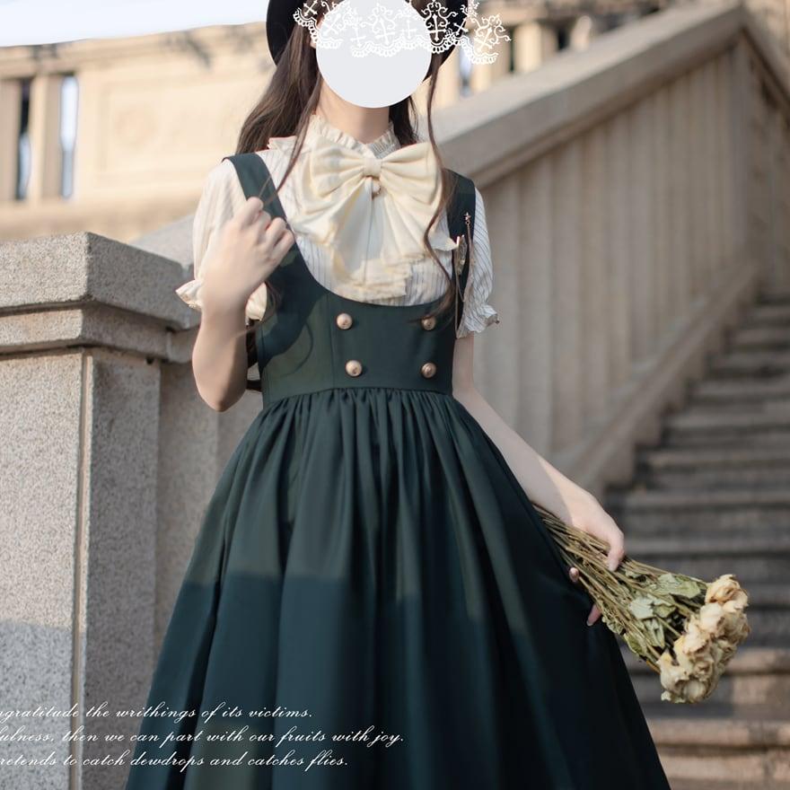 ブラウス 控えめ ジャンパースカート セットアップ ファッション 胡桃