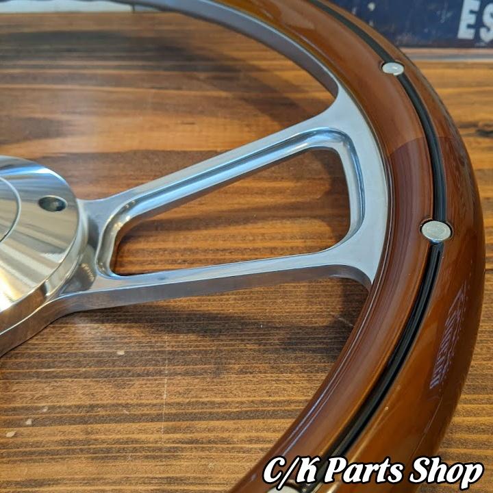 ビレットステアリングホイール 14インチ Φ35cm マッスル マホガニー