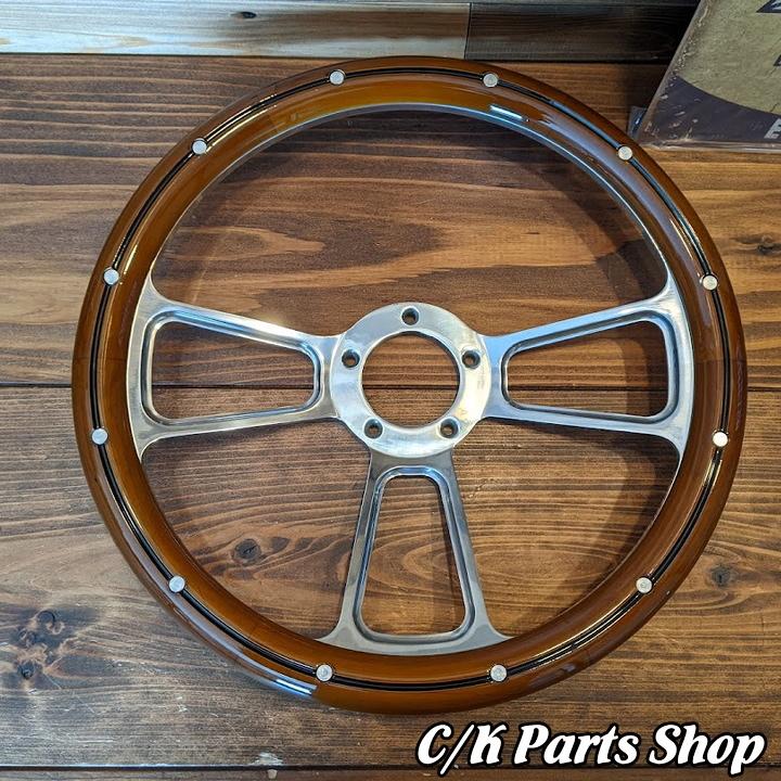 ビレットステアリングホイール 14インチ Φ35cm マッスル マホガニー