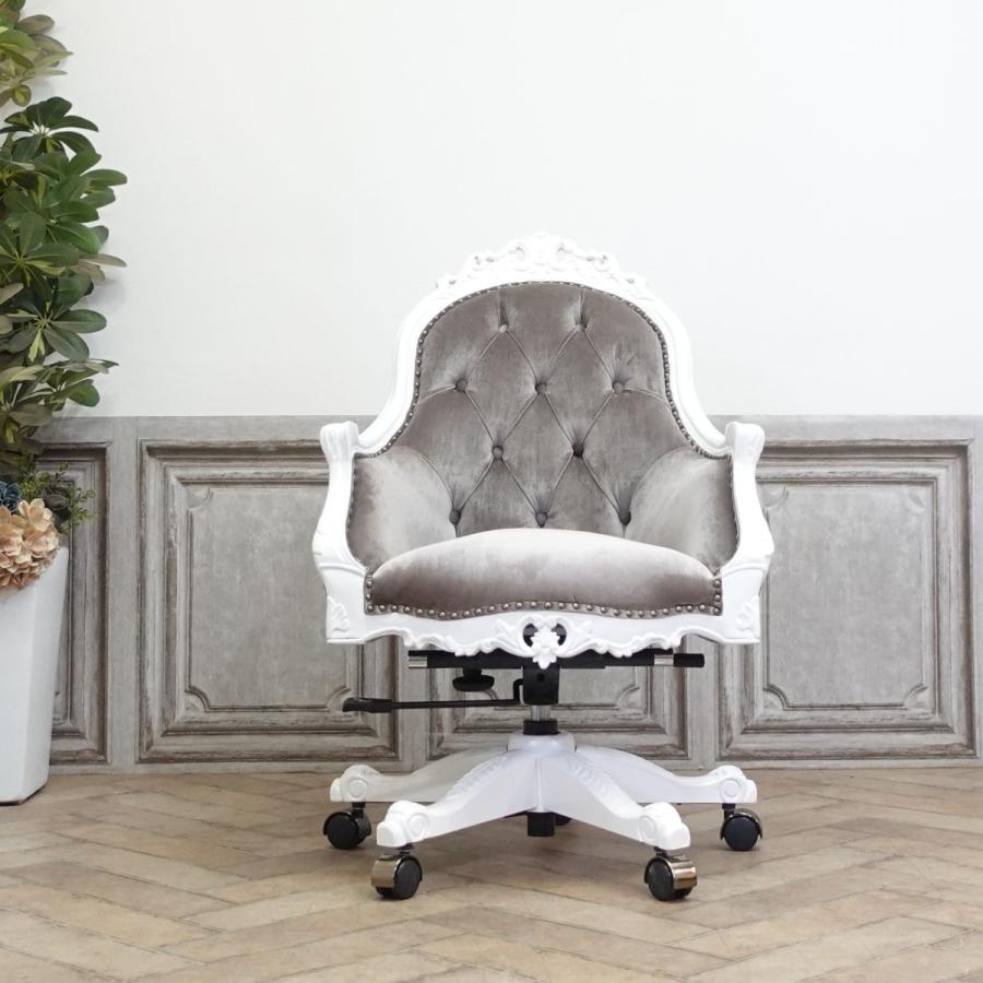 オフィスチェア キャスター付き 1人用 チェア ロココ調 アームチェア